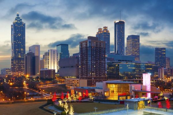 Atlanta skyline at dusk