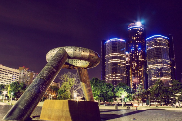 Detroit at night