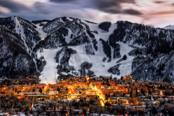Aspen, Colorado at dusk